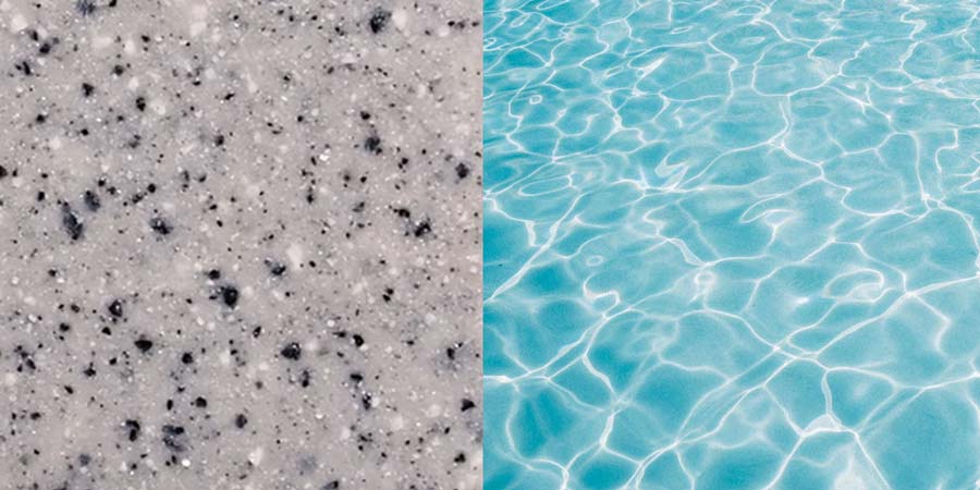 Grey Quartz fibreglass pool colour shown in Newcastle outdoor pool design